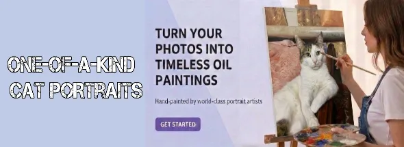 Custom hand-painted oil painting of a cat created by an artist using a customer’s photo.